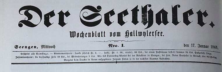 Zeitungskopf der ersten Ausgaber des Seet(h)alers
